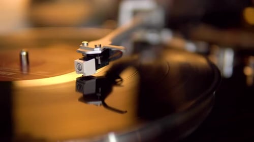 Close Up of Vinyl Record on Turntable