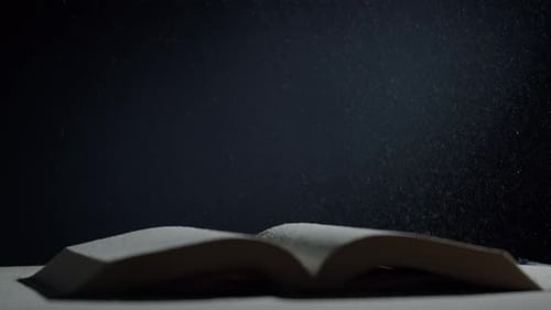 Book Open with Drifting Dust