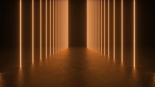 Glowing Lights Fill Empty Room