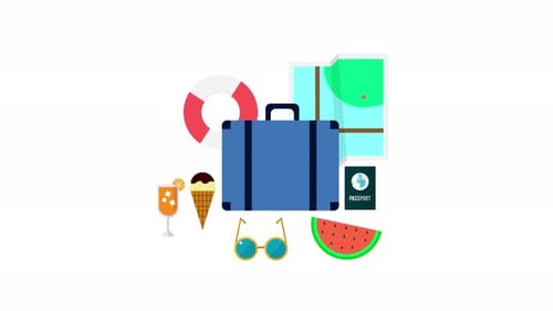 Animated Flat Design Travel and Summer Vacation Icons
