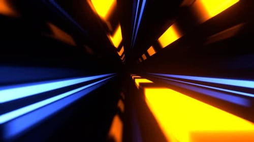 Light Blue And Orange Striped Abstract Endless Neon Tunnel Background Vj Loop I 4K