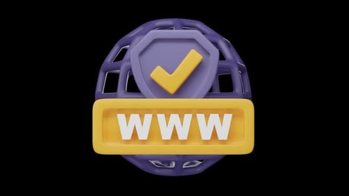 Icône 3D de protection du site Web représentant un concept de cybersécurité en boucle alpha