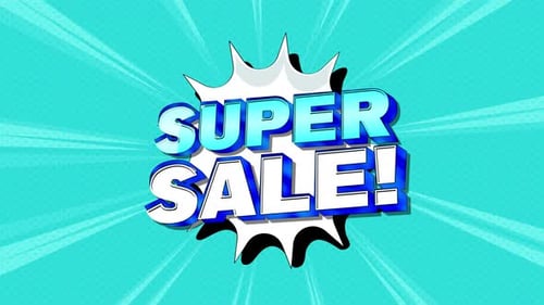 Super Sale 3D Title Animation With Speed Line Background