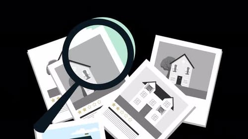 Immobilien zum Verkauf, Hauskauf, Immobilien, bei denen Häuser zum Kauf angezeigt werden, 4k-Animation