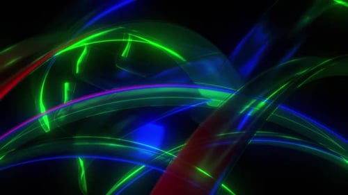 Flowing Neon Light Trails Abstract Background Loop