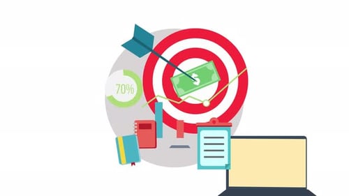 Animated Corporate Business Goals and Technology Flat Design Icons