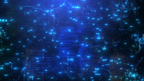 Animated Futuristic Digital Data Stream Network Background
