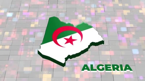 Futuristic Digital Map of Algeria with Flag Animation