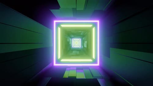 Abstract Neon Geometric Tunnel Loop Background