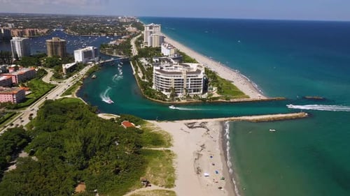 Boca Raton Beach Boca Inlet South Florida Aerial Drone 4k