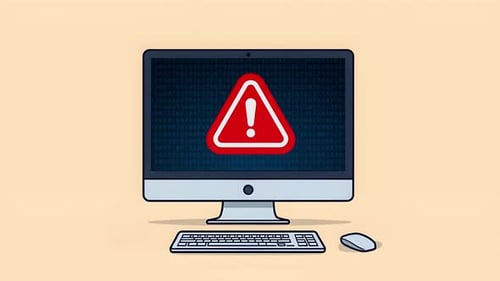 Glitch Warning Alert on Computer Monitor Animation