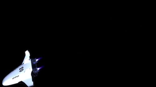 Futuristic Spaceship Flying Past Planet in Deep Space