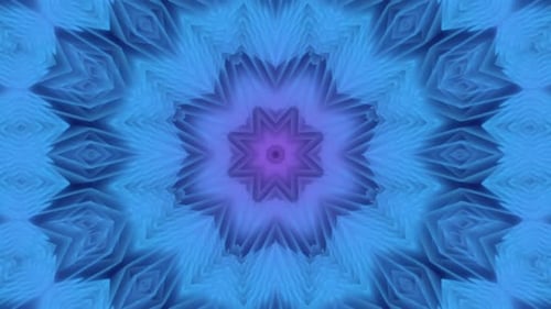 Abstract Blue and Purple Geometric Kaleidoscope Mandala Loop Background