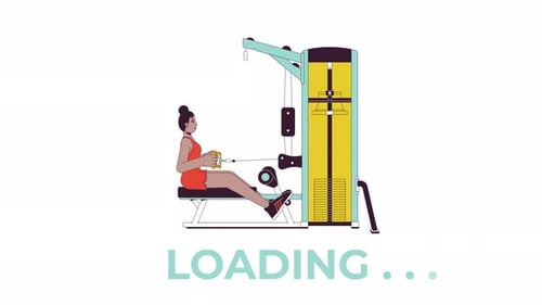 Working out on seated row machine line 2D loading animation