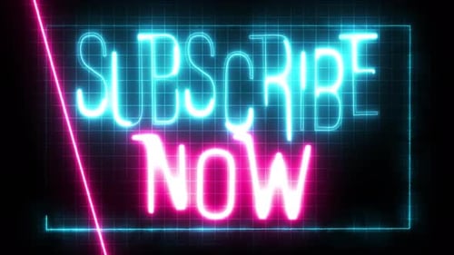 Animation de panneau de superposition de texte Neon Subscribe Now
