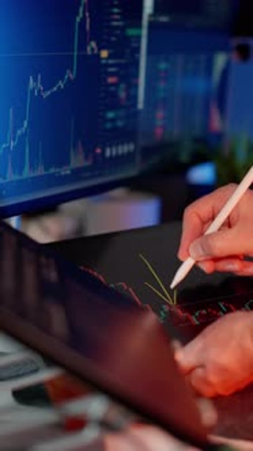 Análise técnica de gráficos de criptomoedas da interface Blockchain Exchange