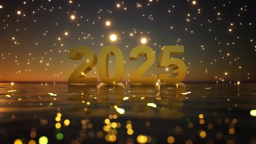 Golden 2025 New Year Celebration Sparkle Animation
