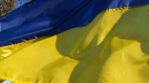Ukrainian Flag Waving in the Breeze
