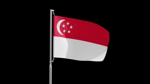 Realistic Singapore National Flag Waving Animation