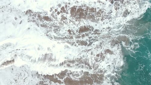 A ocean waves and beach top view, natural background.