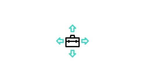 Animated Briefcase Icon with Expanding Arrows