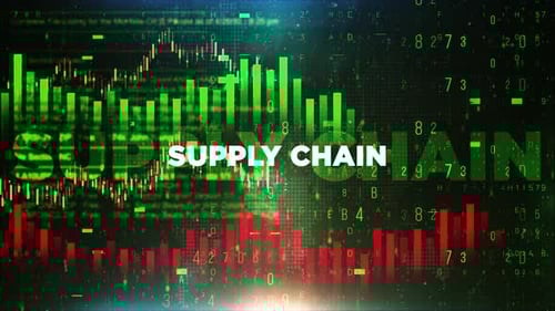 Supply Chain With Decrease Bar Chart Graph And Arrow Green 1