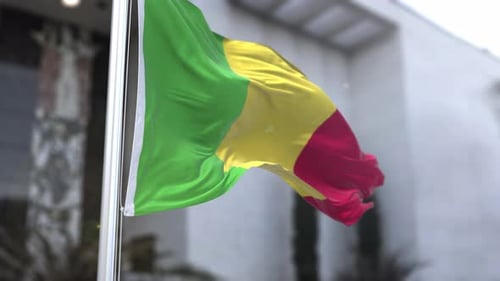Mali Flag Waving Realistically on Flagpole Loop