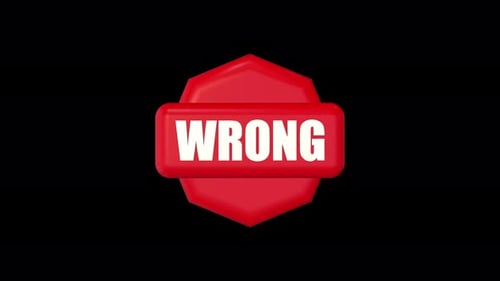 3D Red Octagon with WRONG Text Animation