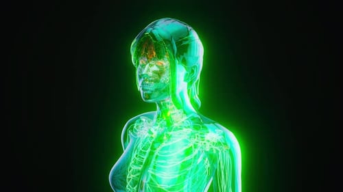 3D Female Body Scan with Glowing Throat Pain Visualization