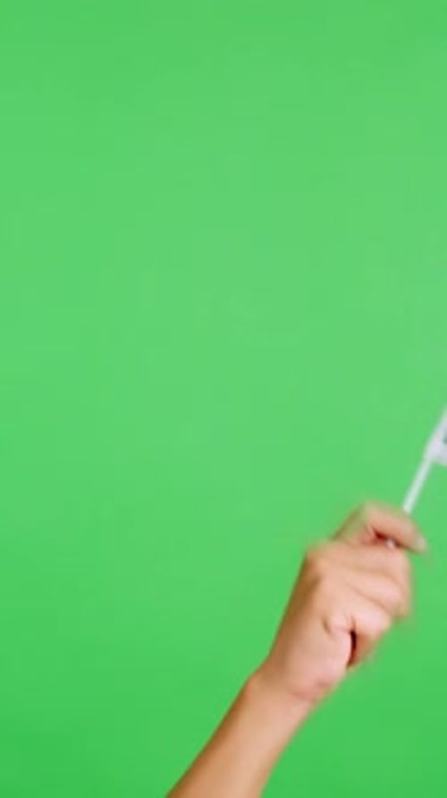 Hand Waving Flag on Green Screen Background