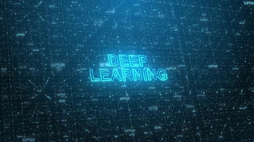 Deep Learning Concept: Blue Futuristic Technology Network on Digital Cyberspace Background