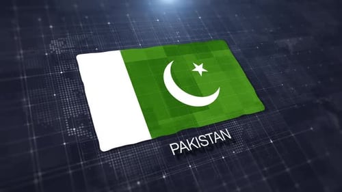Animated Pakistan Flag Display on Digital Global Map