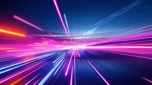 Vue abstraite, dynamique et dynamique d'une rue de la ville la nuit