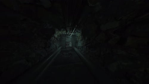 Hidden Underground Route Underground Corridor Leading to Distant Exit Light