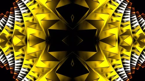 Gold And Silver And Bronze Spiny Cylindrical Kaleidoscope Background Vj Loop In 4K