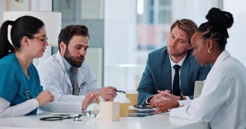 X ray, doctors or hospital attorney in meeting, patient case discussion or malpractice lawsuit