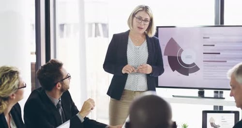 Business Presentation with Data in Modern Office