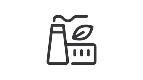 Animated Line Icon of Eco-Friendly Factory