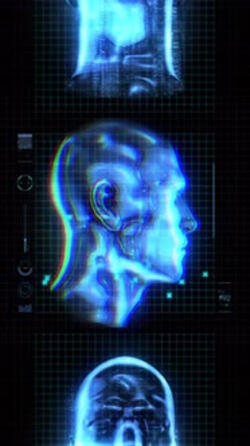 Male Head Portrait Hologram Screen