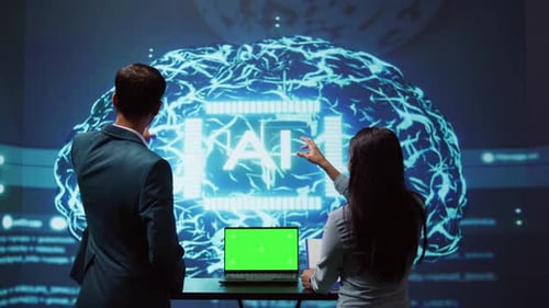 AI Developers Using Isolated Screen Device for Business Data Analysis