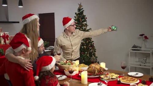 Family Gathering for Christmas Dinner and Photo