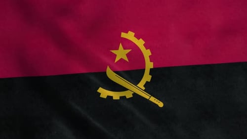 Bandera nacional de Angola ondeando en el viento