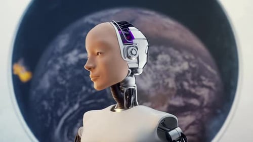 Concept Futuristic Humanoid Female Android Animation