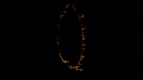 Burn Collection: A 4k clip revealing gradually a ring of fire from a side on black background shot a