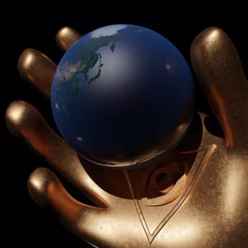 Sign of Masons on hand with planet