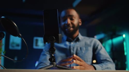 Phone and Microphone Used By Influencer