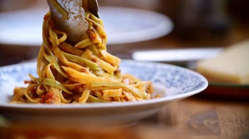 Delicious Plate of Pasta Dish with Cream Sauce