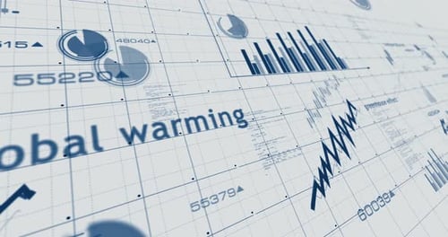 Global warming charts and graphs 3d diagram on paper