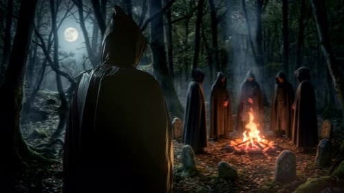 Uraltes Ritual im Mondlicht: Ältester führt eine mysteriöse Zeremonie inmitten glühender Moossteine durch