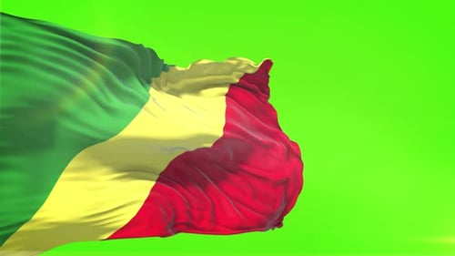 Waving Flag of the Republic of the Congo on Green Screen